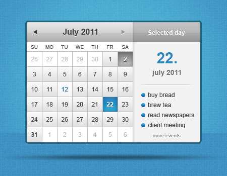 instantShift - Beautiful Free Calendar PSD Designs