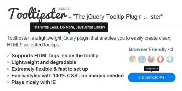 jQuery的的轻型工具提示插件：Tooltipster