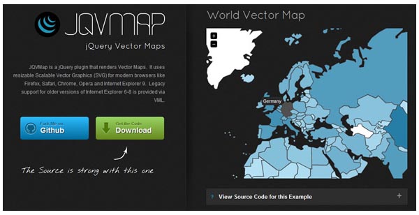 使用jQuery，现代浏览器的矢量图形地图矢量地图：JQVMAP