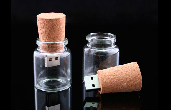 Empty Bottle with Cork USB Drive