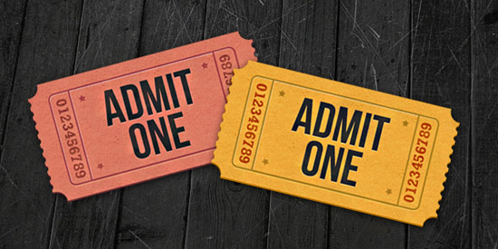 Admit-one ticket icons (PSD)