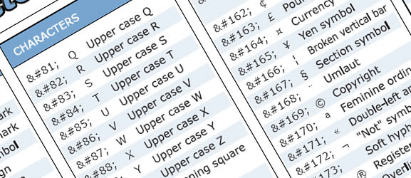 HTML character entities